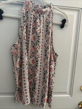 LOFT Outlet Floral Print Blouse in White, Red, Olive